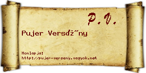 Pujer Versény névjegykártya